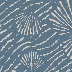 Modern Coastal Shell on Wavy Sand Blue