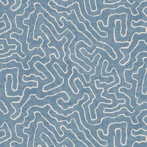 Abstract Coral Maze on Muted Blue